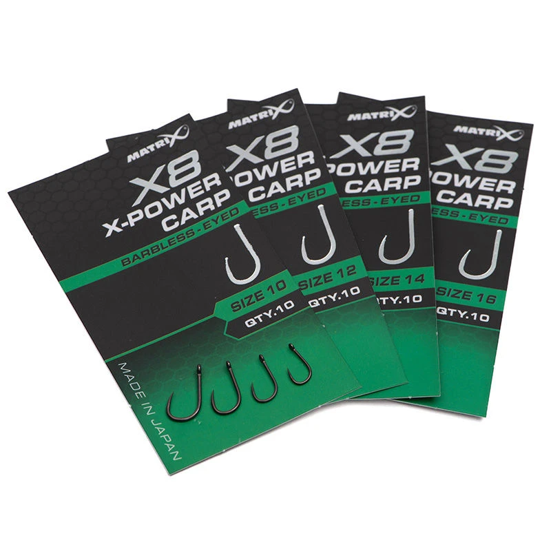 Matrix X8 X-Power Carp Barbless Eyed Hooks